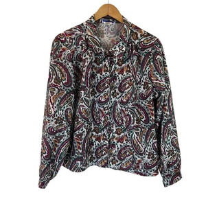 Cape Cod Vintage Womens Blouse Size 20 Multi Pattern Paisley Flower Colorful Top